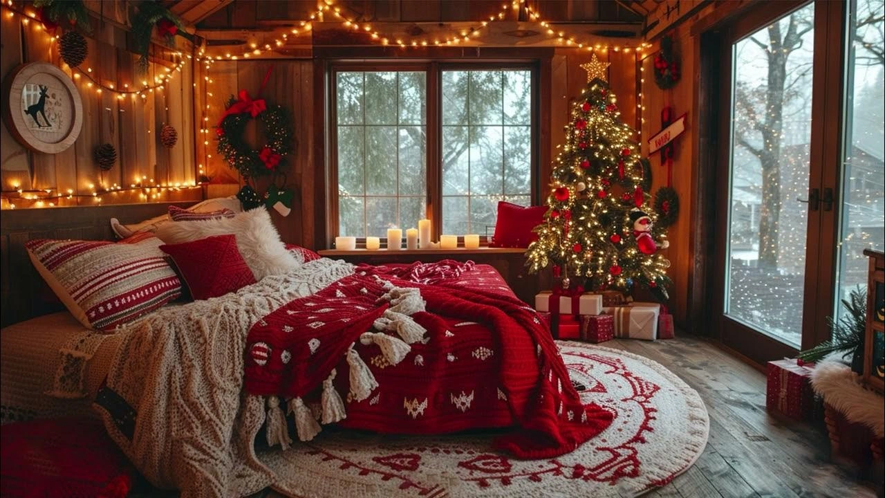 Fairy Light Christmas Bedroom Wallpapers