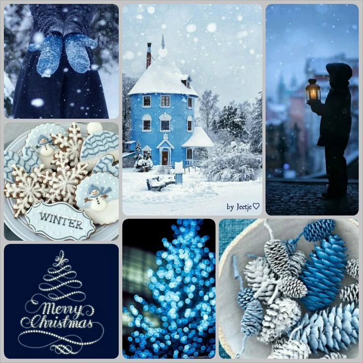 Muted Blue Winter Christmas Wallpapers