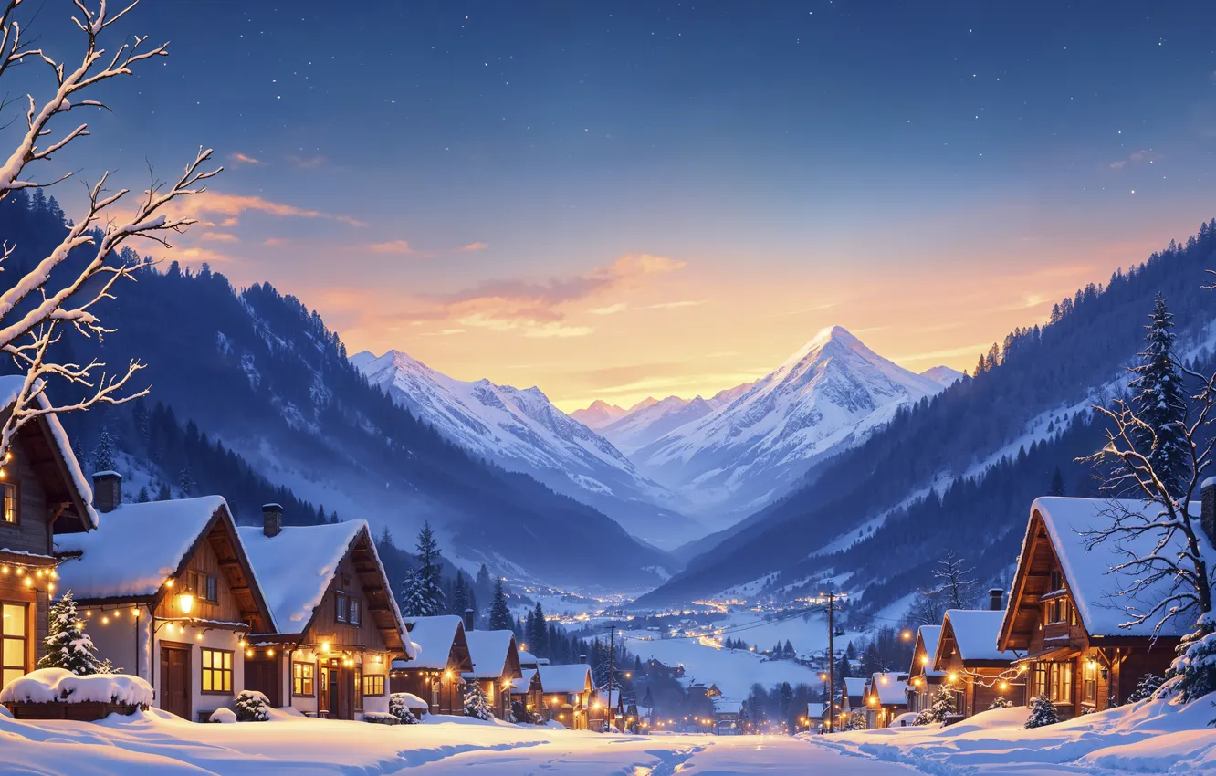 Snowy Mountain Christmas Wallpapers