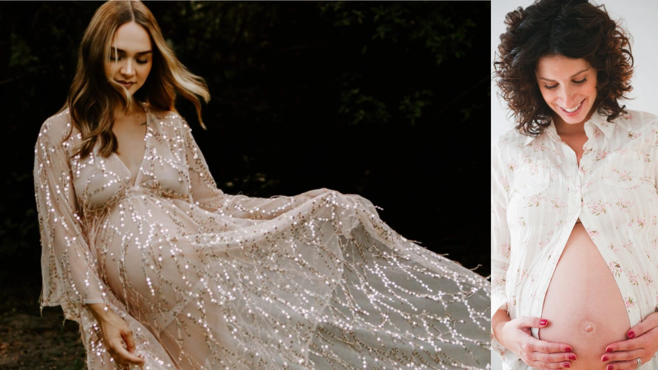 Looking Down at Belly Poses