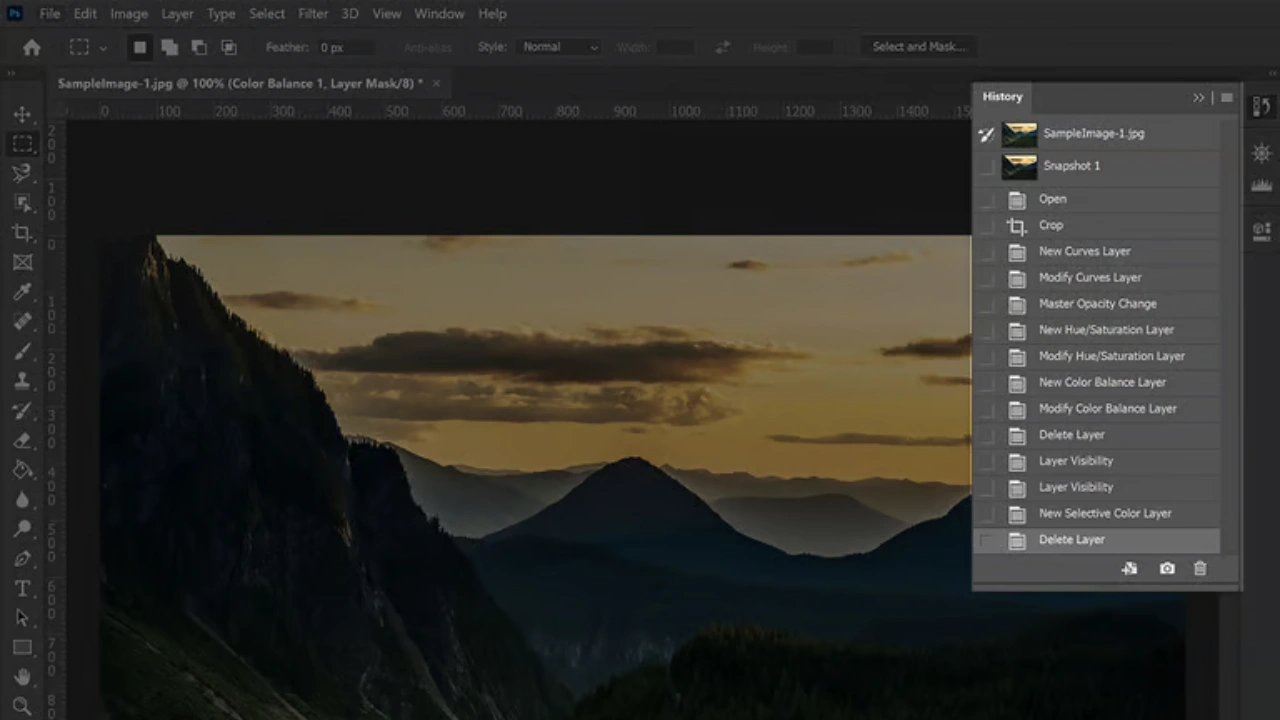 The History Panel in Photoshop